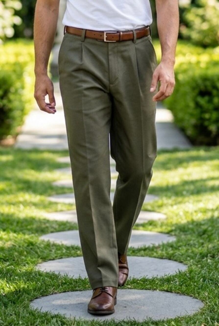 Dockers D3 Classic Fit Cotton Mens Dress Pants 36x30 Dark Olive Pleated Preppy